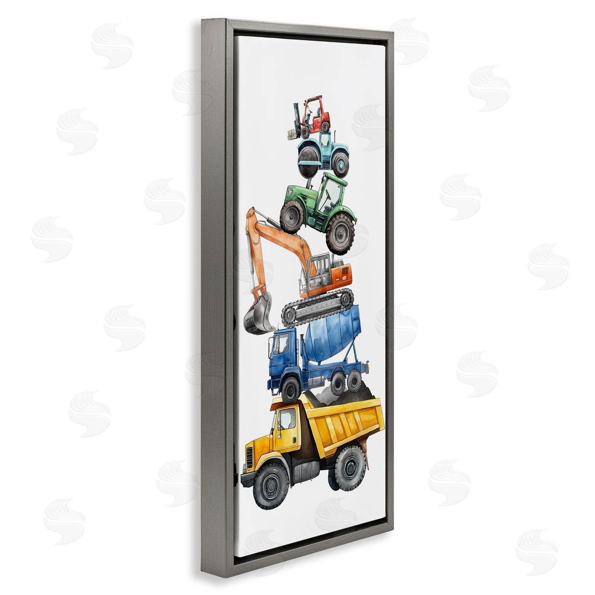 Christine Simpson Art Keep Moving Construction Stack Gray Floating Frame Canvas Wall Art Print