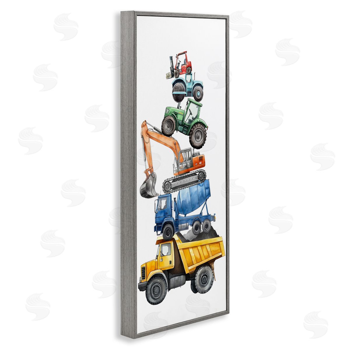 Christine Simpson Art Keep Moving Construction Stack Gray Framed Giclee Wall Art Print