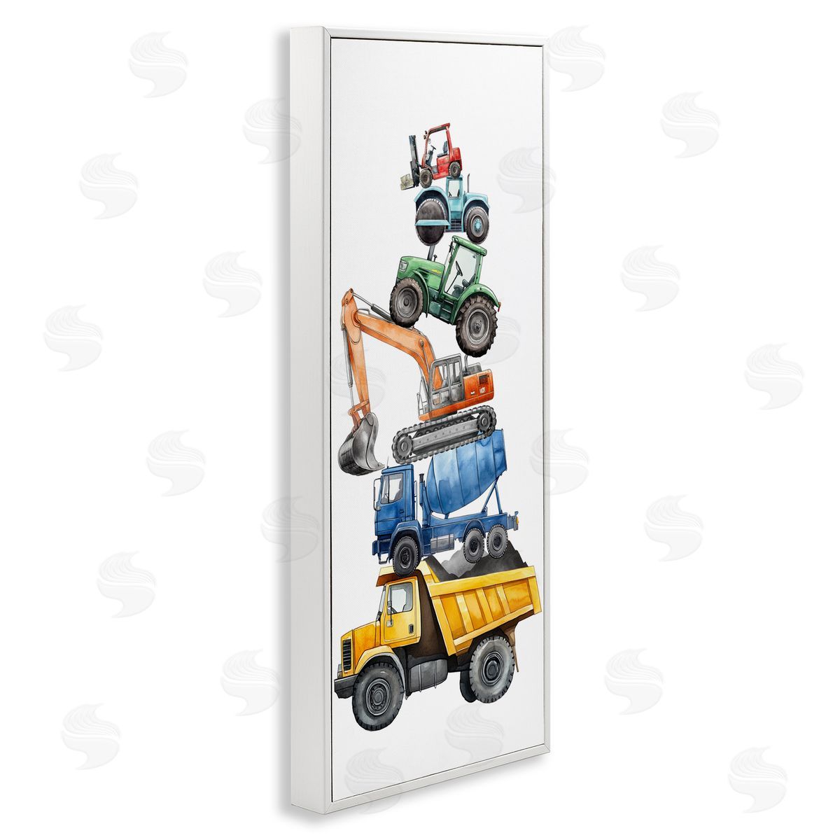 Christine Simpson Art Keep Moving Construction Stack White Framed Giclee Wall Art Print