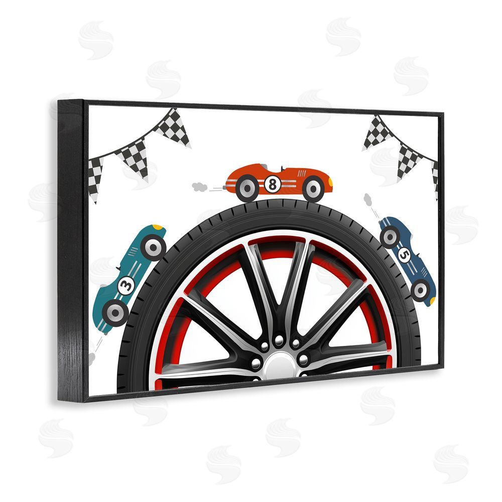 Christine Simpson Art Racing Around Wheel Black Framed Giclee Wall Art Print
