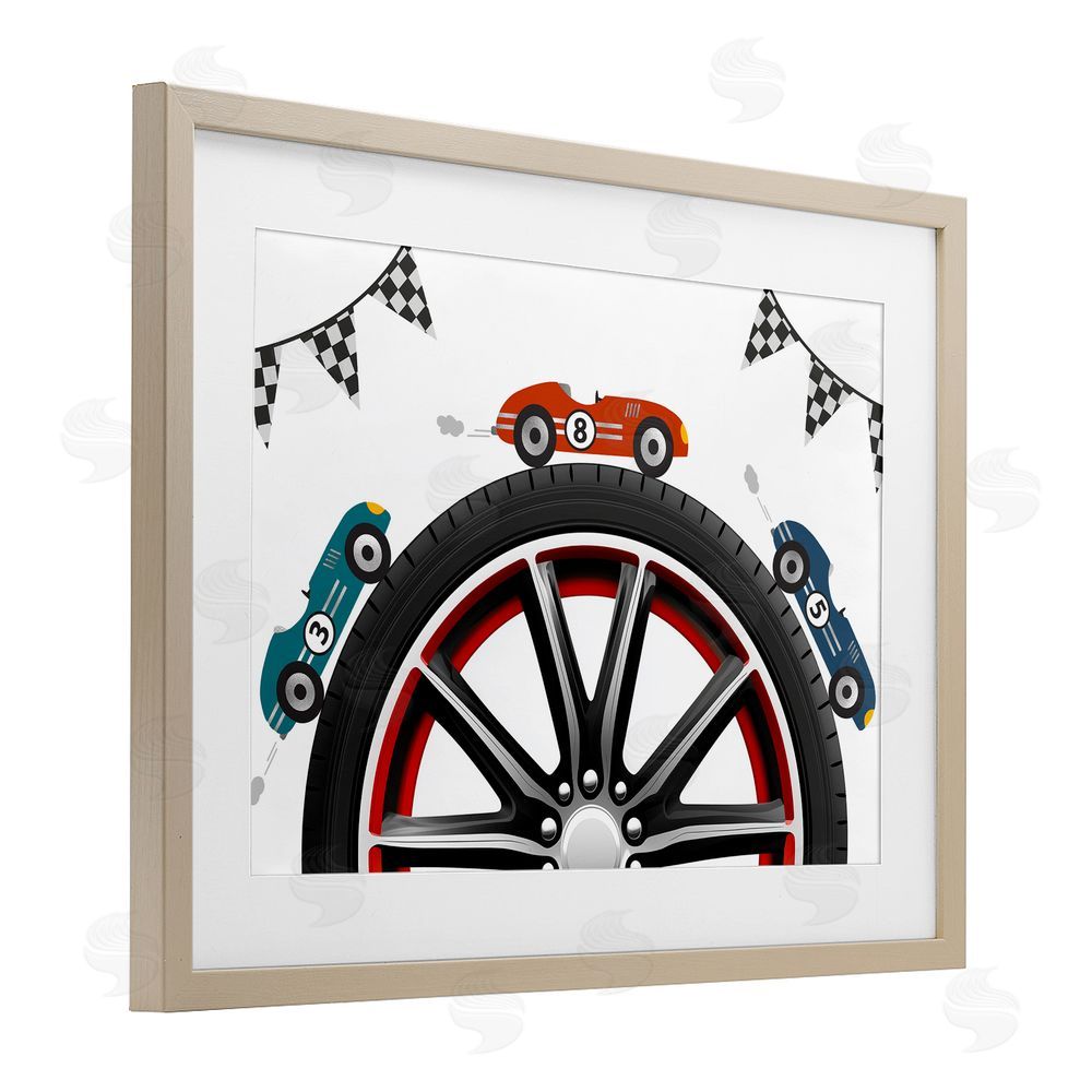 Christine Simpson Art Racing Around Wheel Birch Framed Print Under Glass with White Mat Wall Art