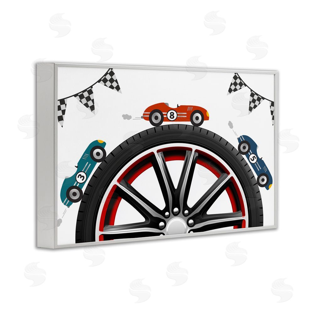 Christine Simpson Art Racing Around Wheel White Framed Giclee Wall Art Print