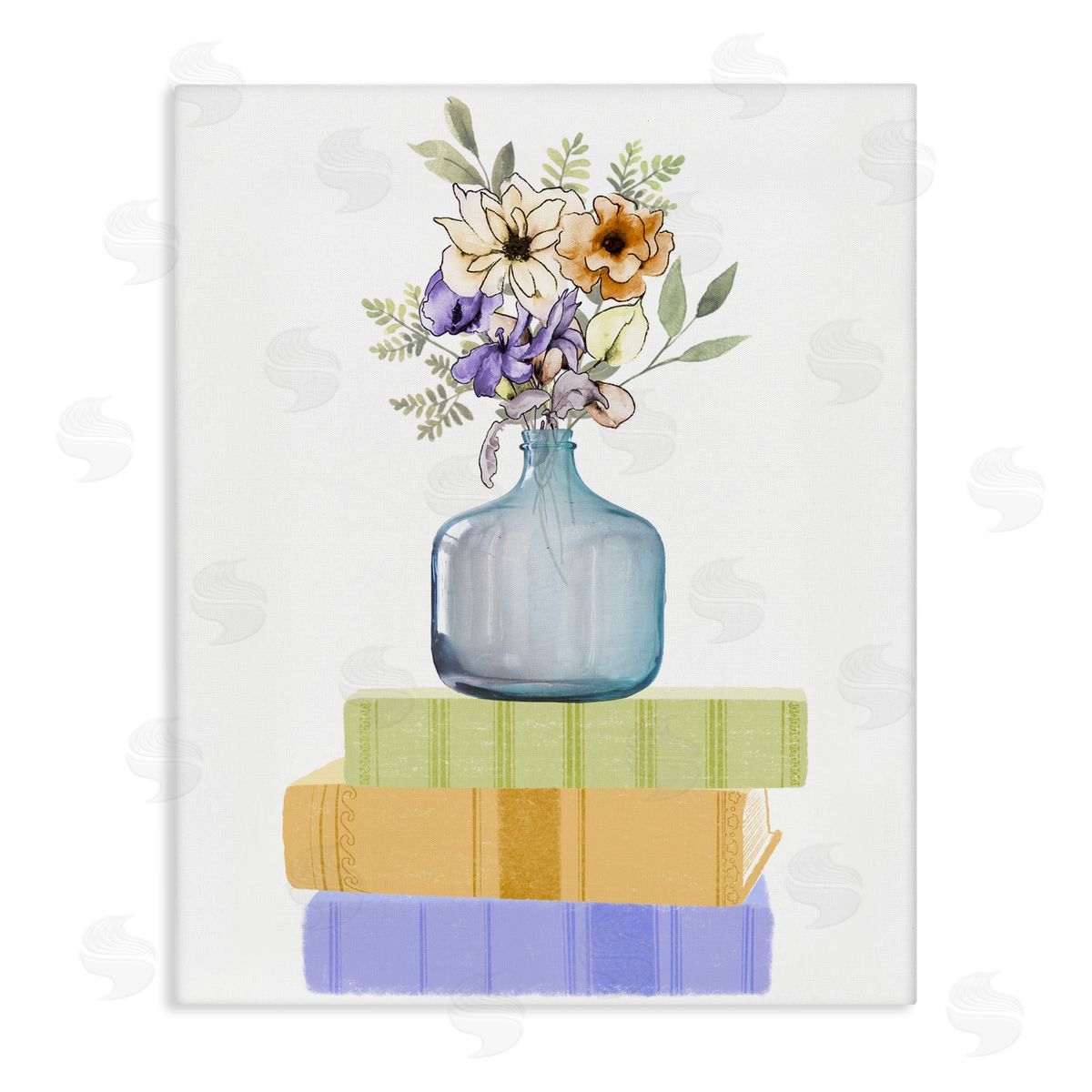 Marcus Prime Flowers Vase On Books Canvas Wall Art Print