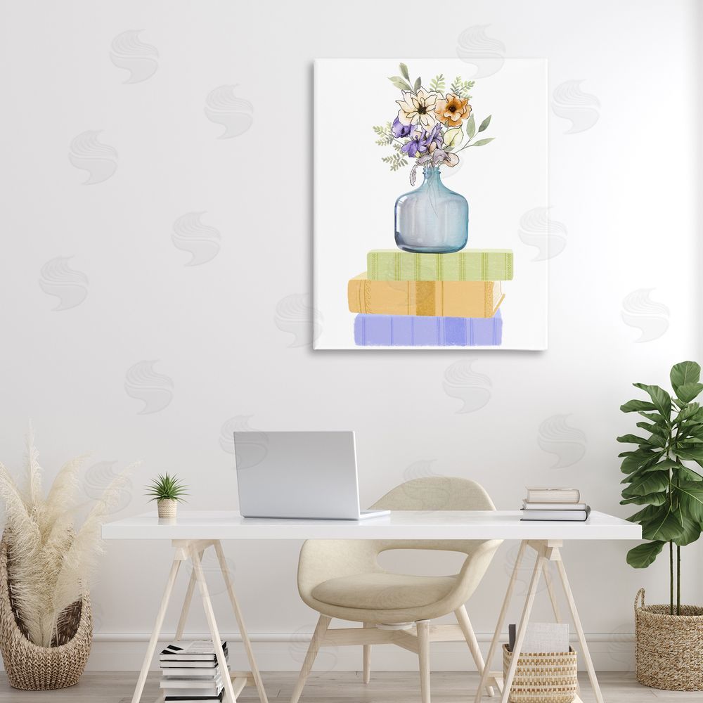 Marcus Prime Flowers Vase On Books Canvas Art on Wall