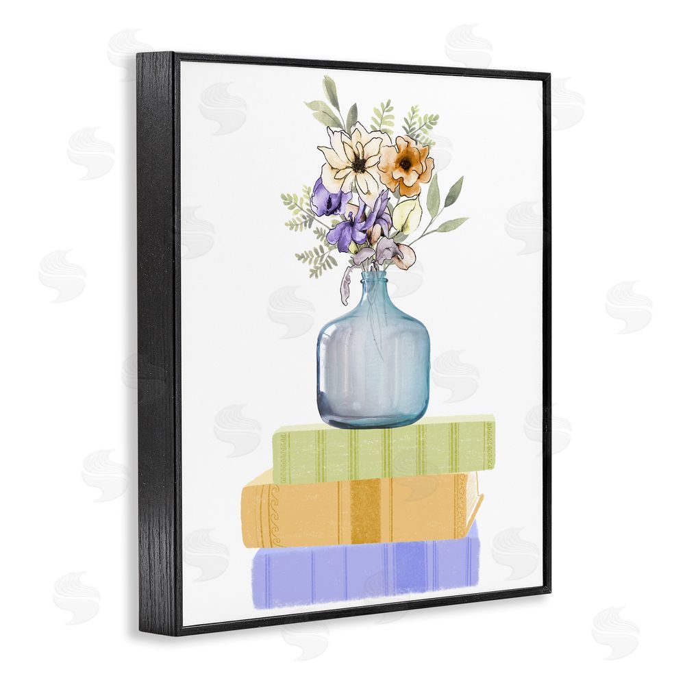 Marcus Prime Flowers Vase On Books Black Framed Giclee Wall Art Print