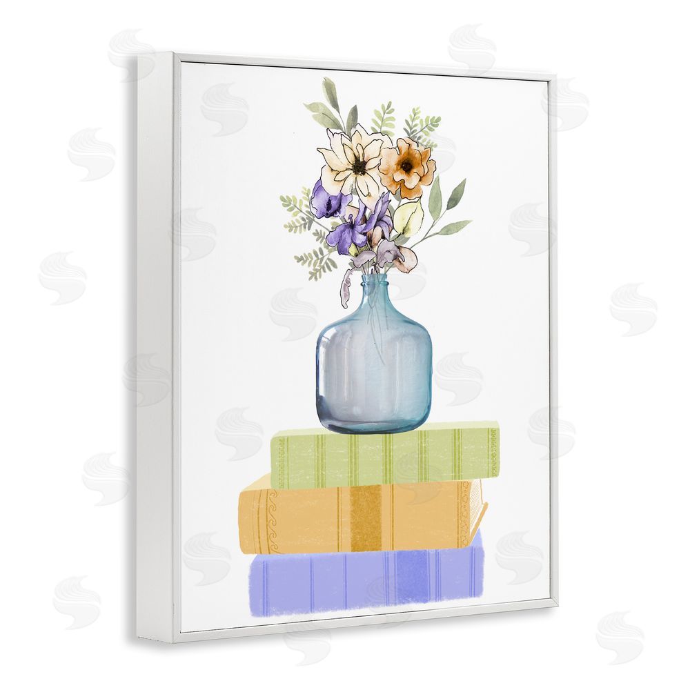Marcus Prime Flowers Vase On Books White Framed Giclee Wall Art Print