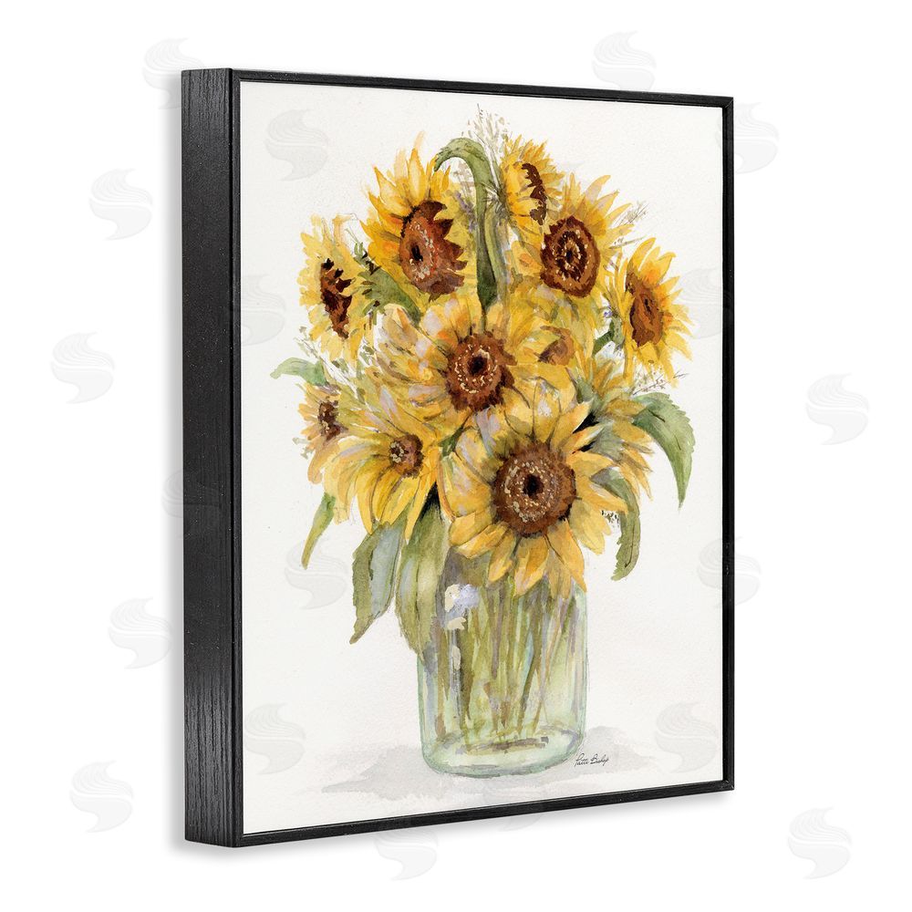 Patti Bishop Sunflower Bouquet in Watercolors Black Framed Giclee Wall Art Print