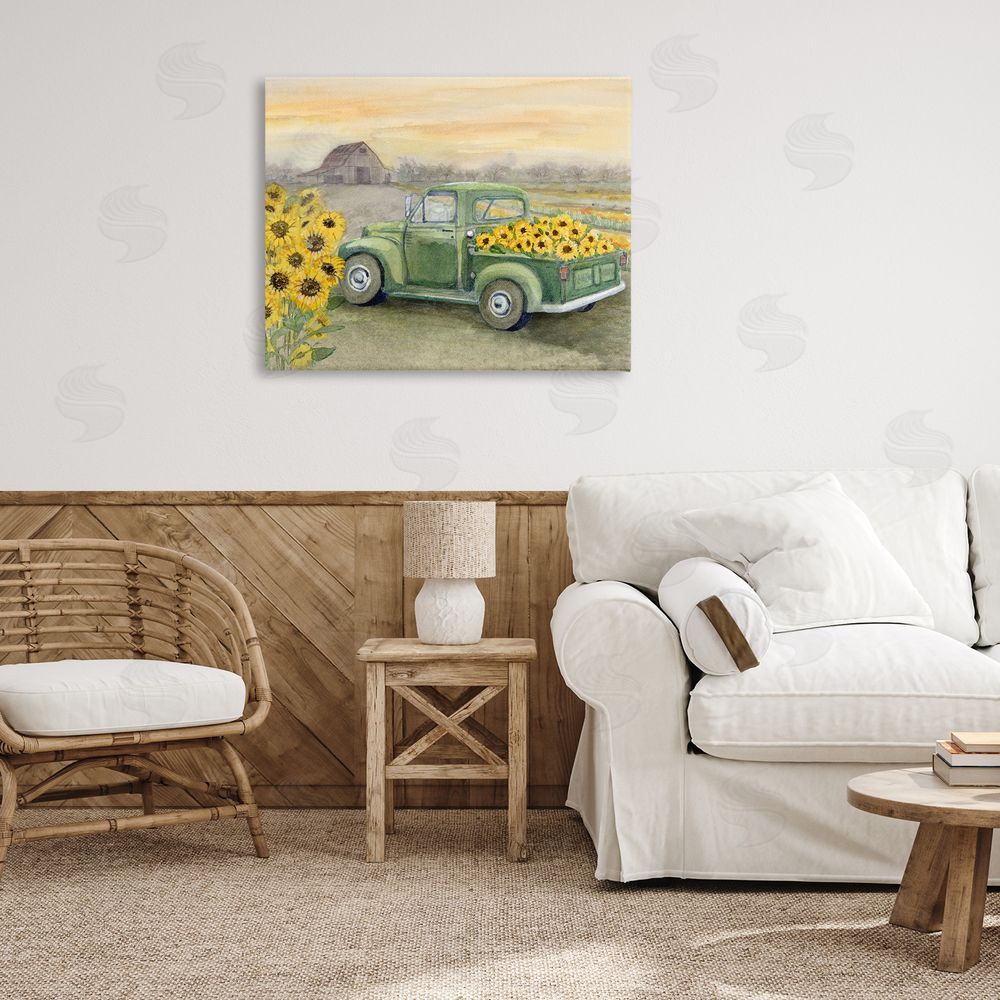 Patti Bishop Wild Sunflower Truck Harvest Canvas Art on Wall