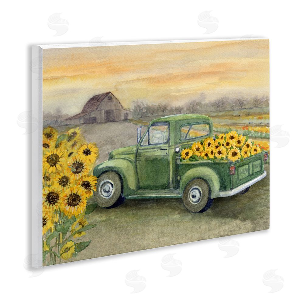 Patti Bishop Wild Sunflower Truck Harvest Wall Plaque Art Print