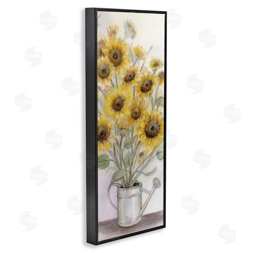Patti Bishop Watering Can Sunflower Collection Black Framed Giclee Wall Art Print