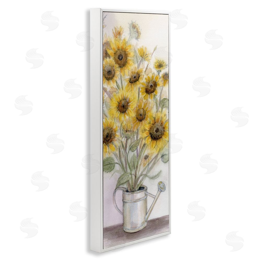 Patti Bishop Watering Can Sunflower Collection White Framed Giclee Wall Art Print