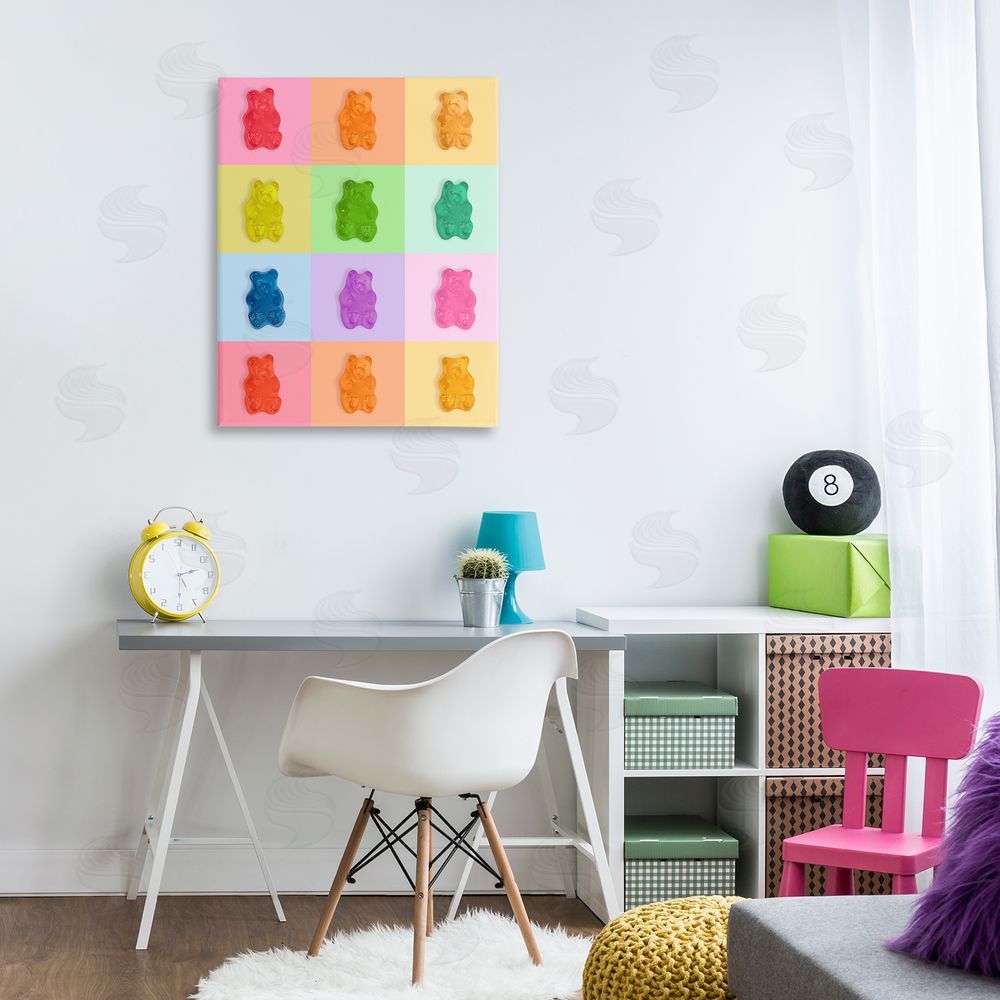 LISH Creative Candy Bears Rainbow Canvas Art on Wall