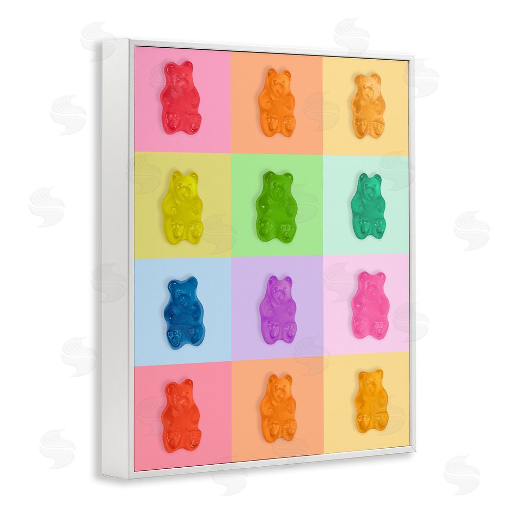 LISH Creative Candy Bears Rainbow White Framed Giclee Wall Art Print