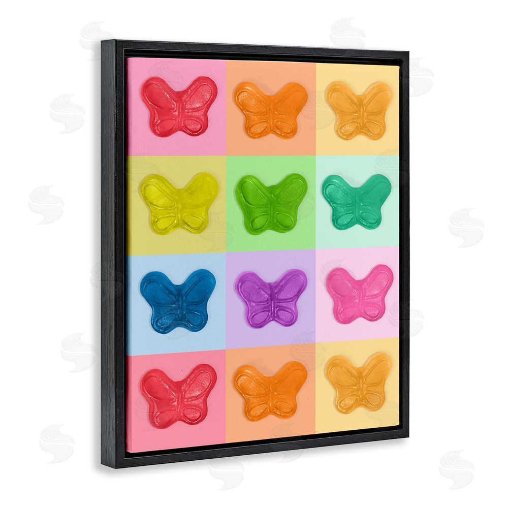 LISH Creative Candy Butterfly Rainbow Black Floating Frame Canvas Wall Art Print