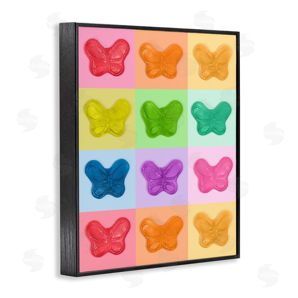 LISH Creative Candy Butterfly Rainbow Black Framed Giclee Wall Art Print