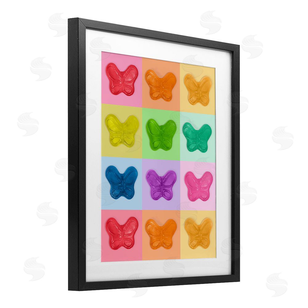 LISH Creative Candy Butterfly Rainbow Black Framed Print Under Glass with White Mat Wall Art