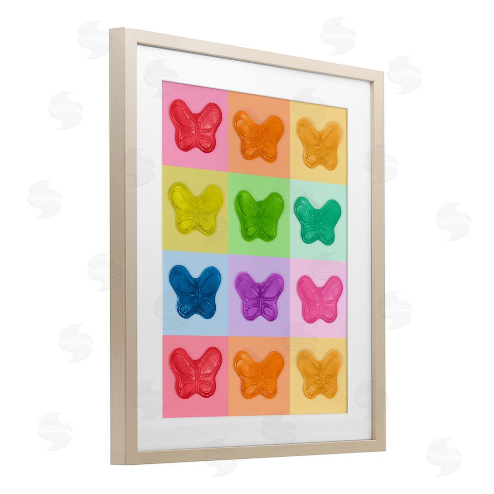 LISH Creative Candy Butterfly Rainbow Birch Framed Print Under Glass with White Mat Wall Art