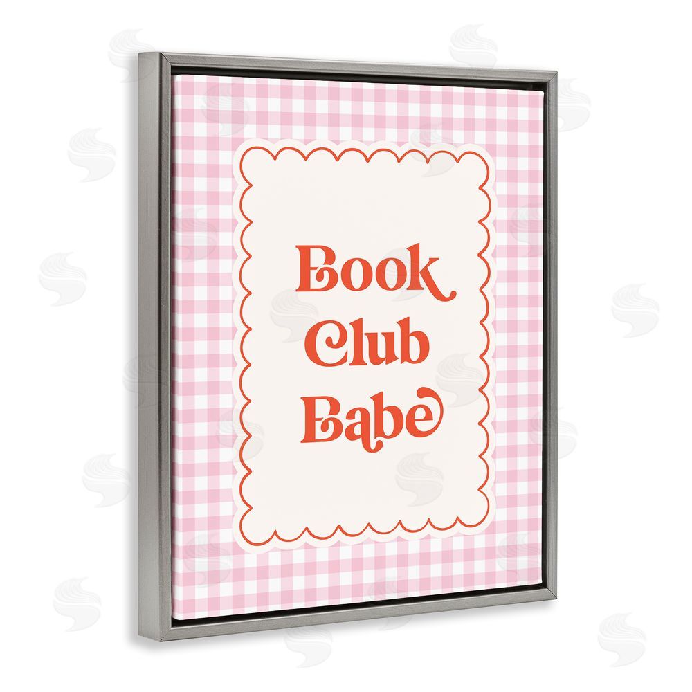 Nadia Hassan Book Club Babe Gingham Gray Floating Frame Canvas Wall Art Print