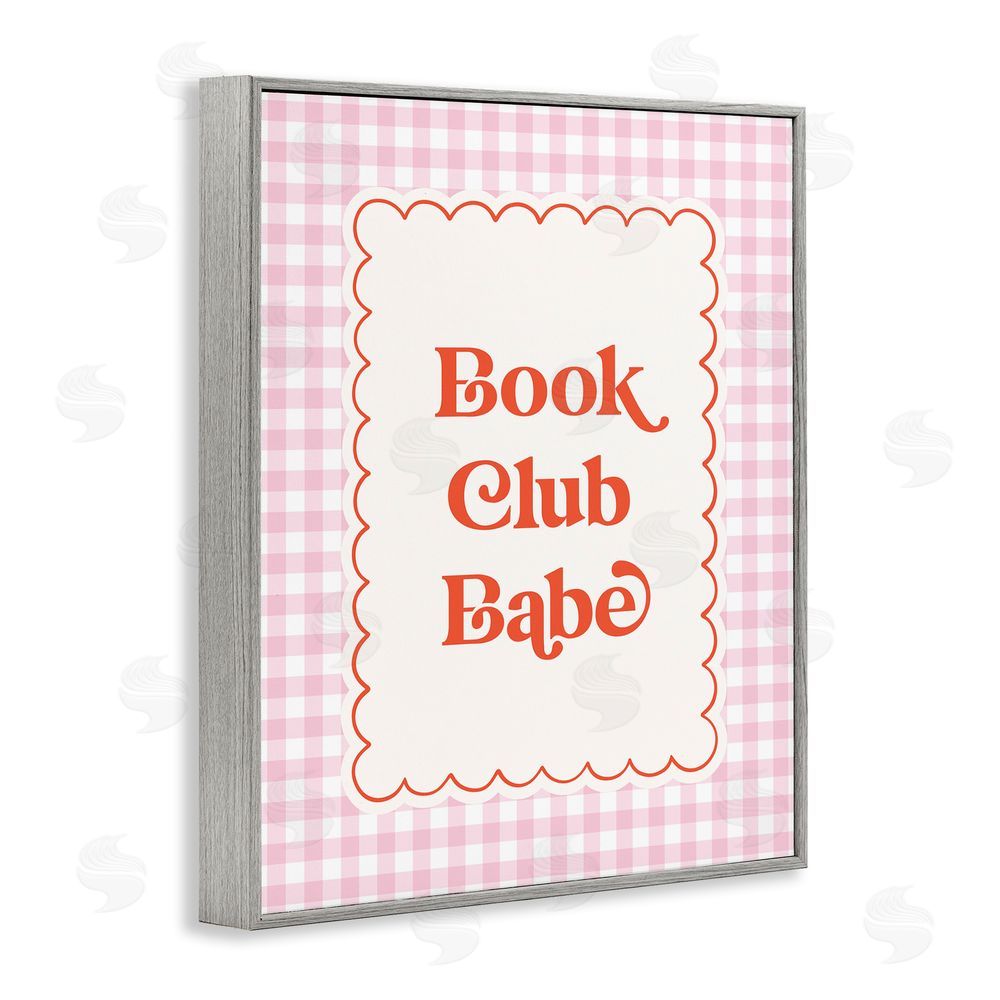 Nadia Hassan Book Club Babe Gingham Gray Framed Giclee Wall Art Print