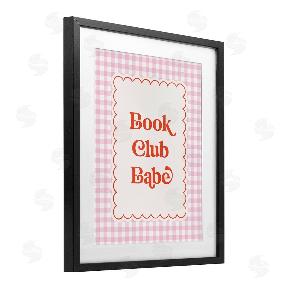 Nadia Hassan Book Club Babe Gingham Black Framed Print Under Glass with White Mat Wall Art