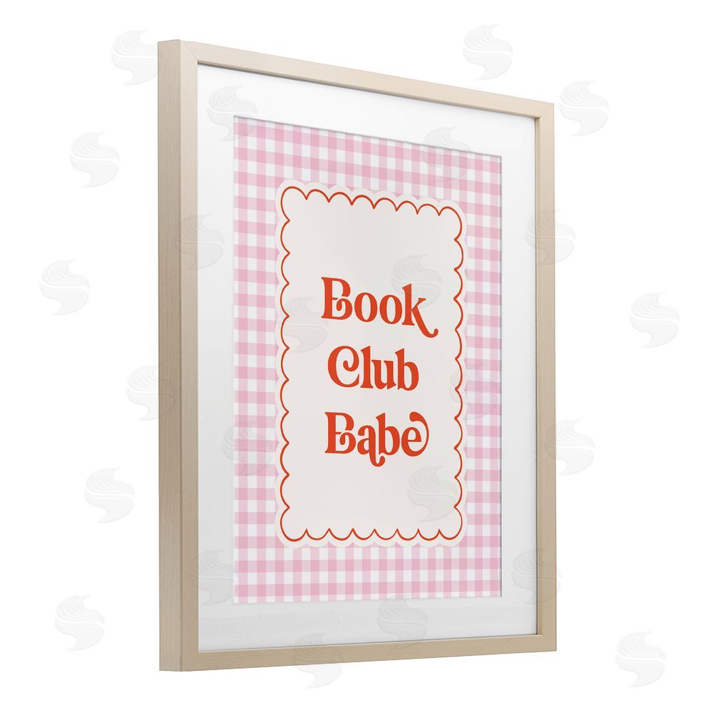 Nadia Hassan Book Club Babe Gingham Birch Framed Print Under Glass with White Mat Wall Art