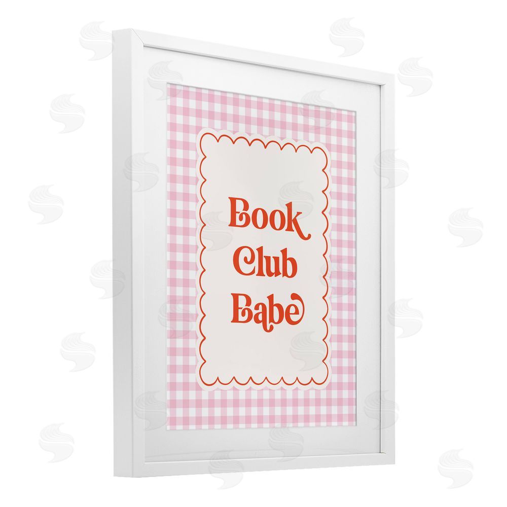 Nadia Hassan Book Club Babe Gingham White Framed Print Under Glass with Mat Wall Art