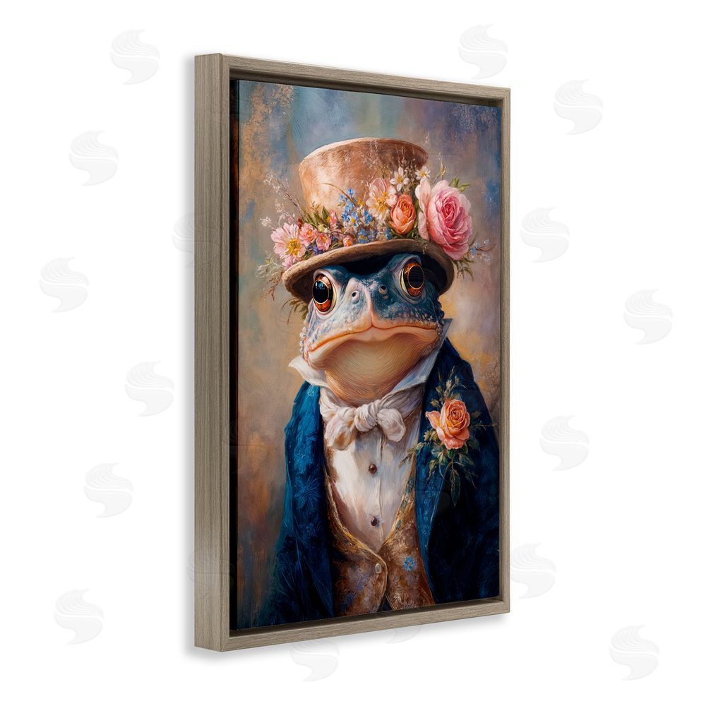 Wumples Victorian Toad Portrait Brown Floating Frame Canvas Wall Art Print