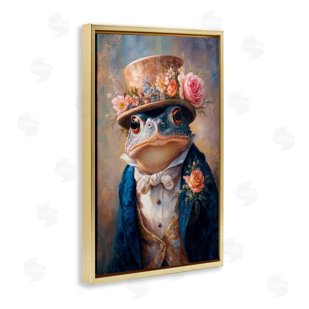 Wumples Victorian Toad Portrait Gold Floating Frame Canvas Wall Art Print