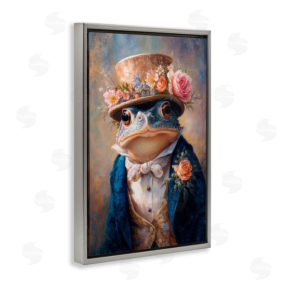 Wumples Victorian Toad Portrait Gray Floating Frame Canvas Wall Art Print