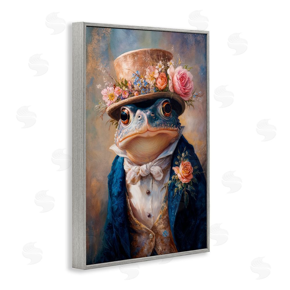 Wumples Victorian Toad Portrait Gray Framed Giclee Wall Art Print