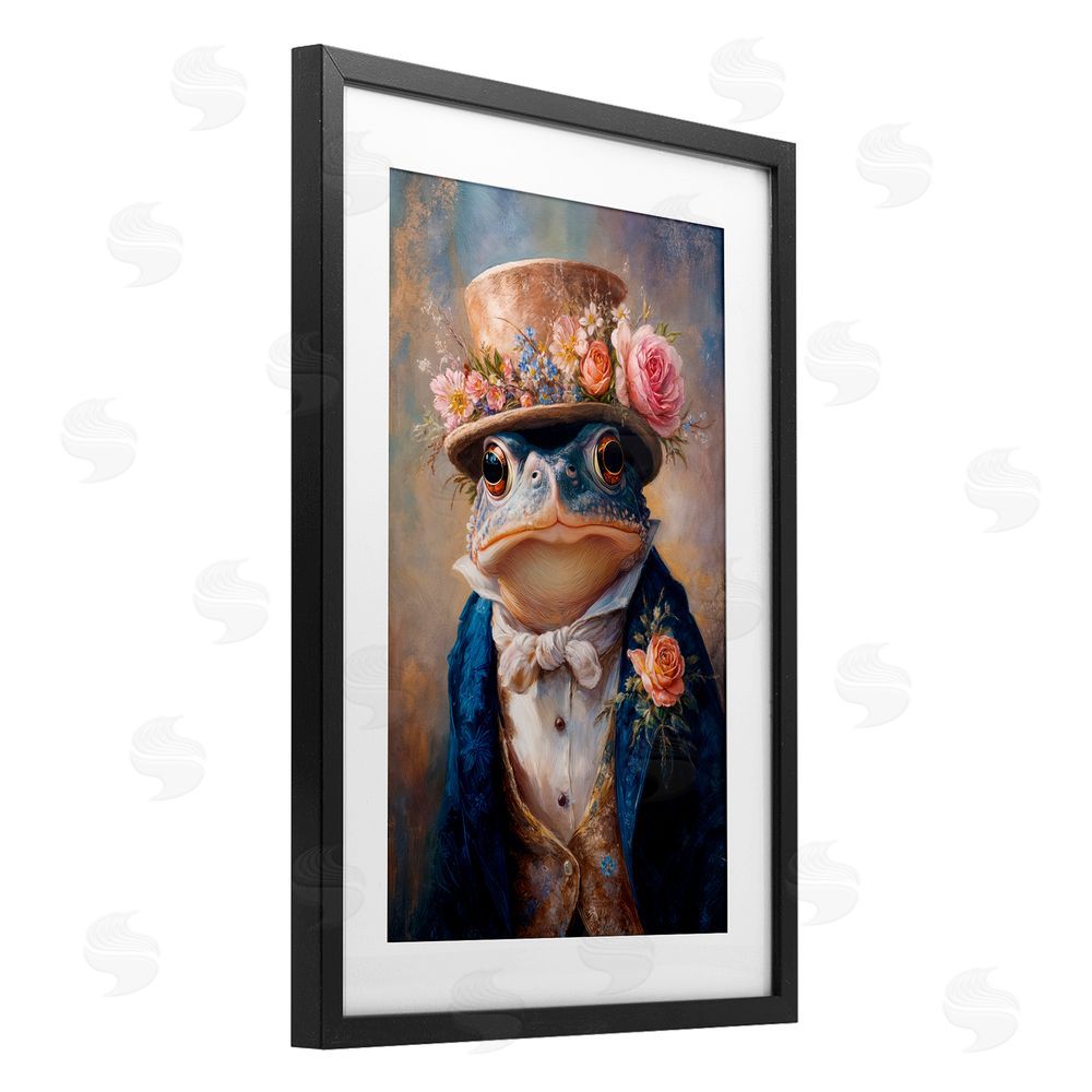 Wumples Victorian Toad Portrait Black Framed Print Under Glass with White Mat Wall Art