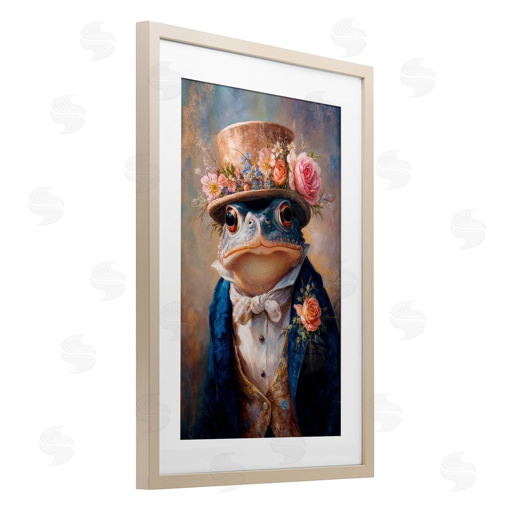 Wumples Victorian Toad Portrait Birch Framed Print Under Glass with White Mat Wall Art