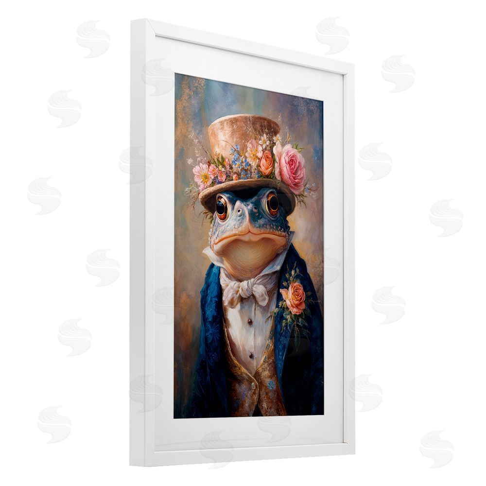 Wumples Victorian Toad Portrait White Framed Print Under Glass with Mat Wall Art