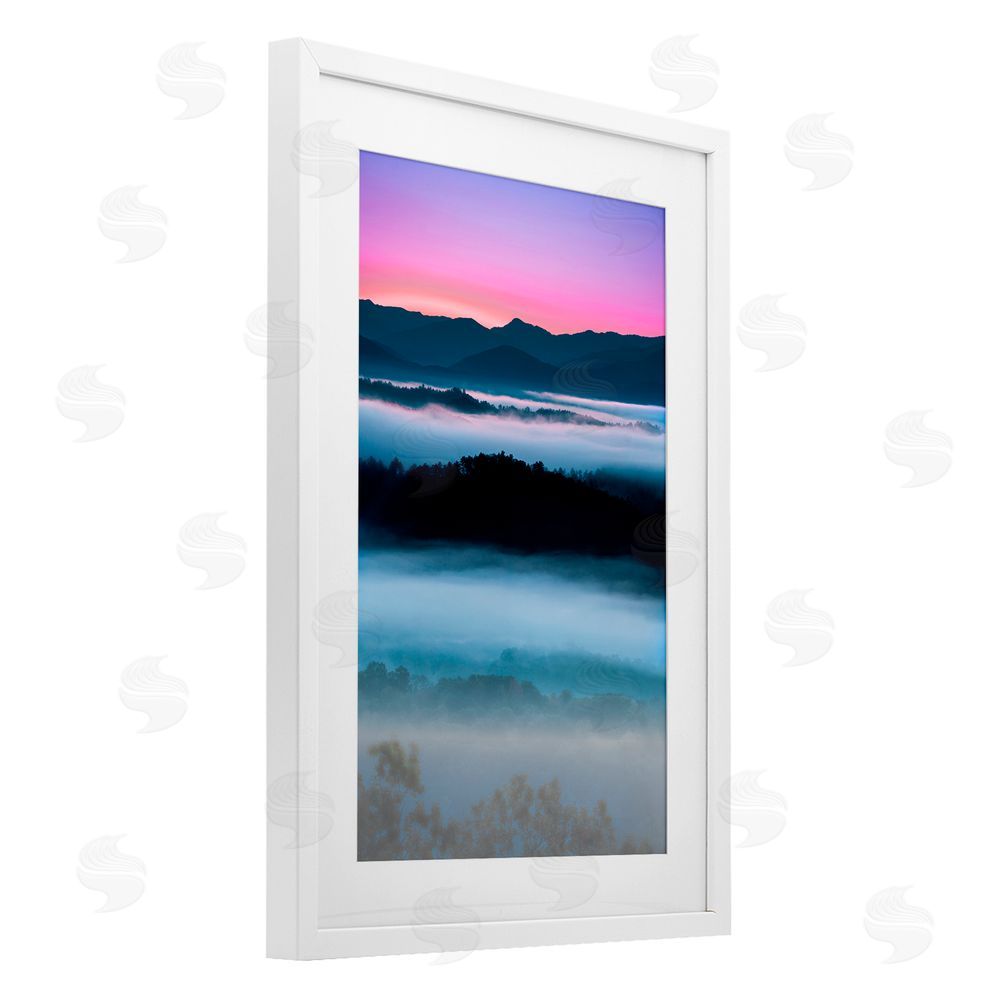 Jared Kreiss Smoky Mountain Fog White Framed Print Under Glass with Mat Wall Art
