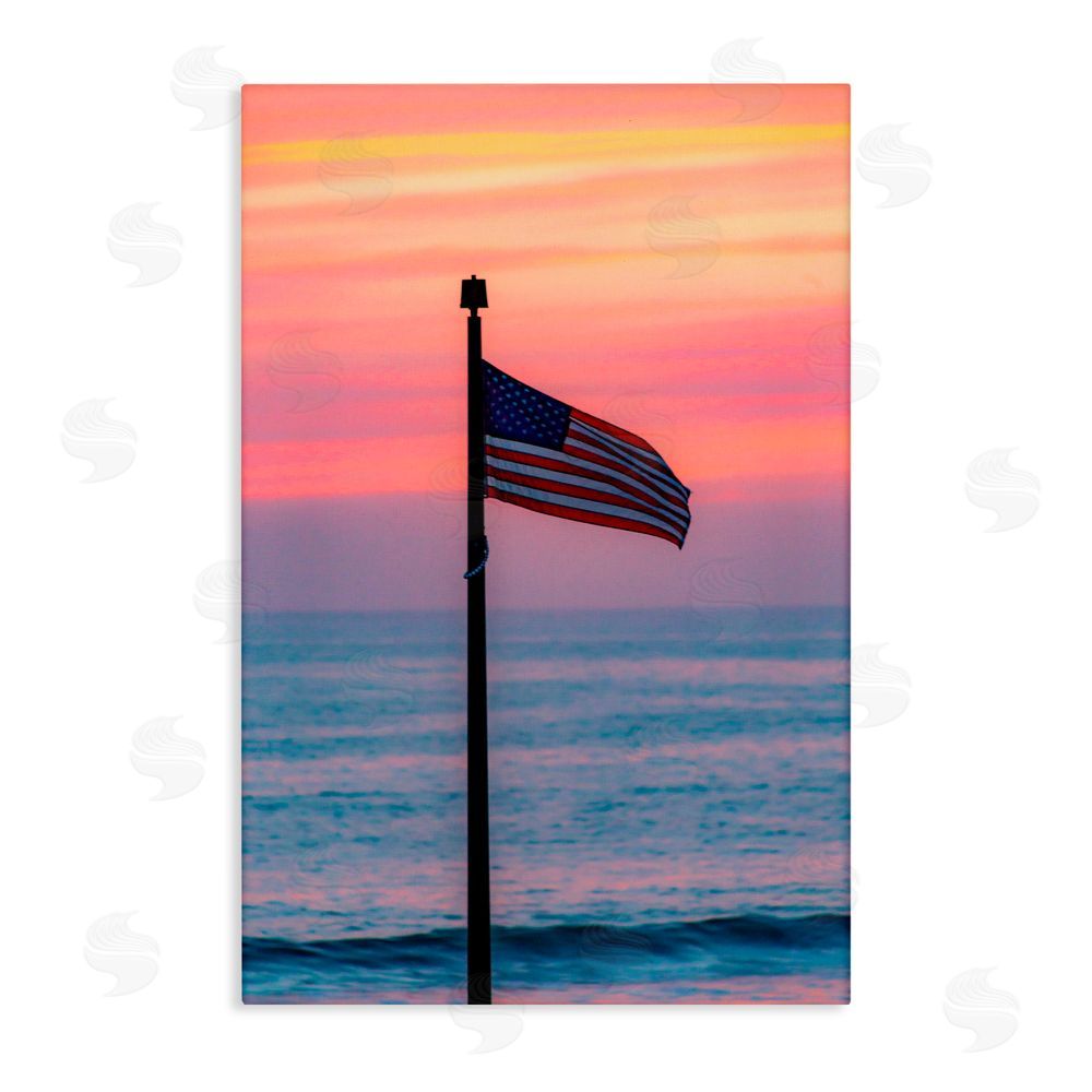 Jeff Poe Photography USA Flag Against Sunset Canvas Wall Art Print