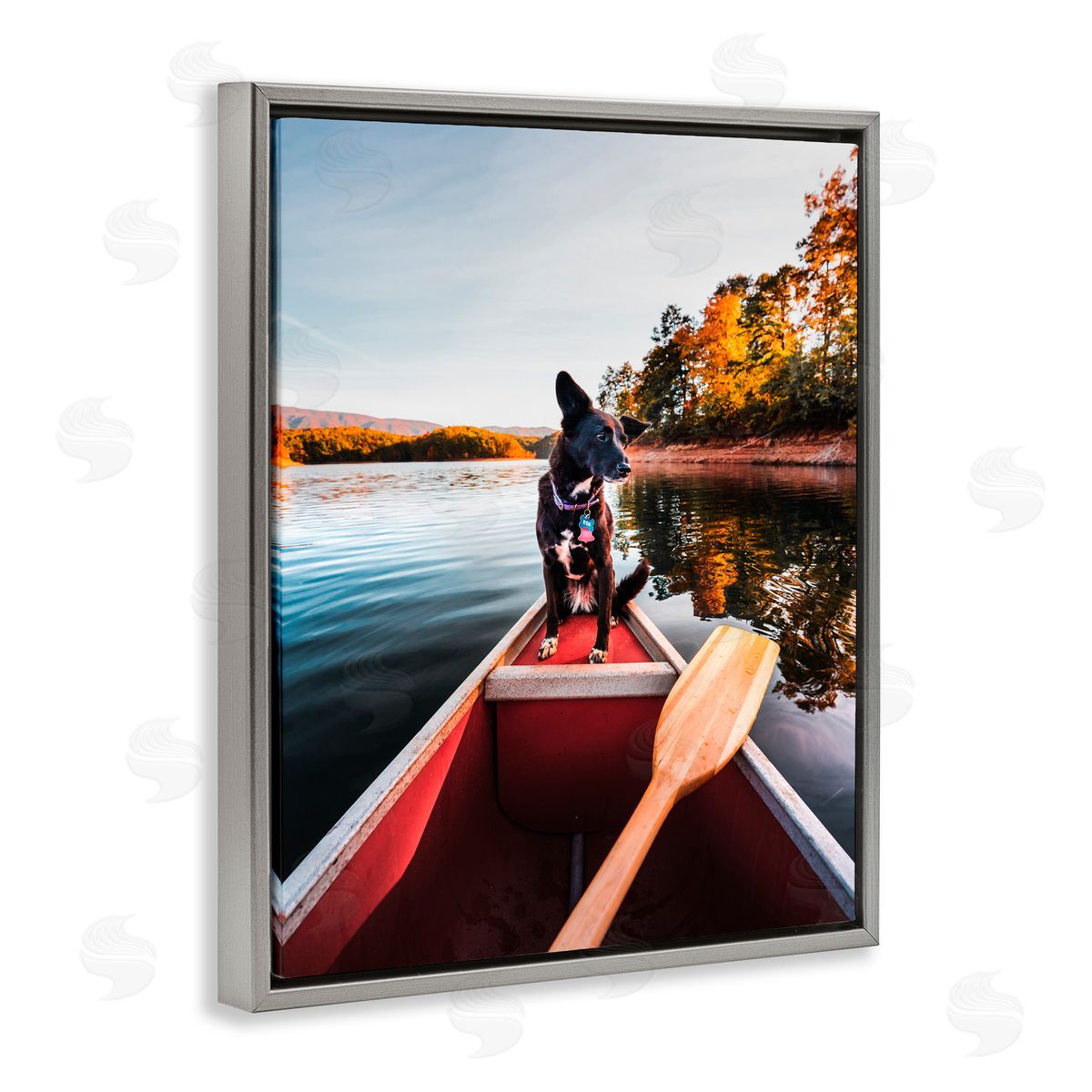 Jared Kreiss Pup And Paddles Gray Floating Frame Canvas Wall Art Print