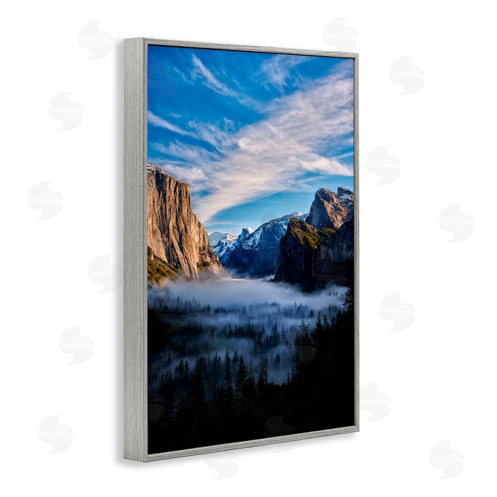 Jon Evan Half Dome With Fog Gray Framed Giclee Wall Art Print