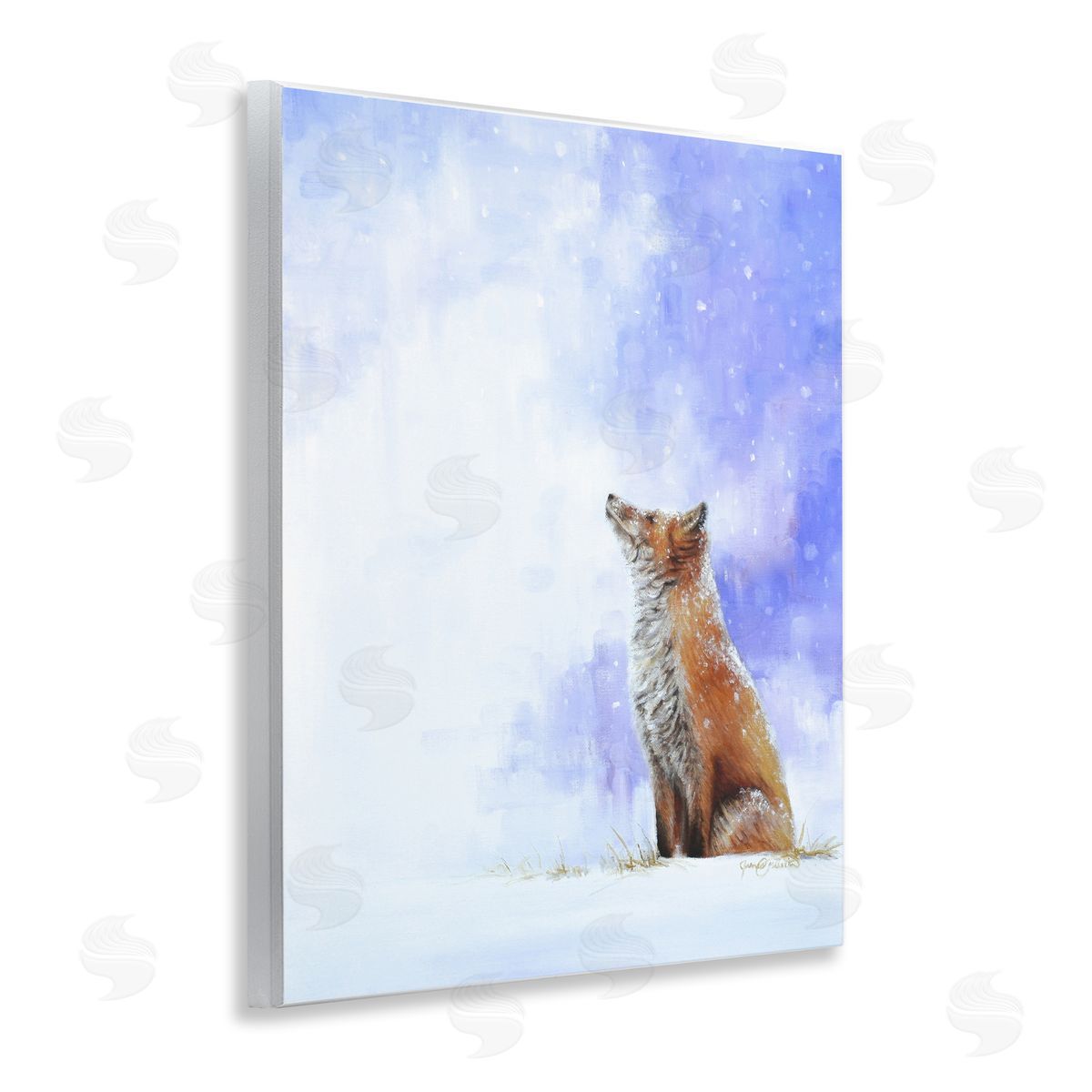 James Corwin Fox & Gentle Snowfall Wall Plaque Art Print