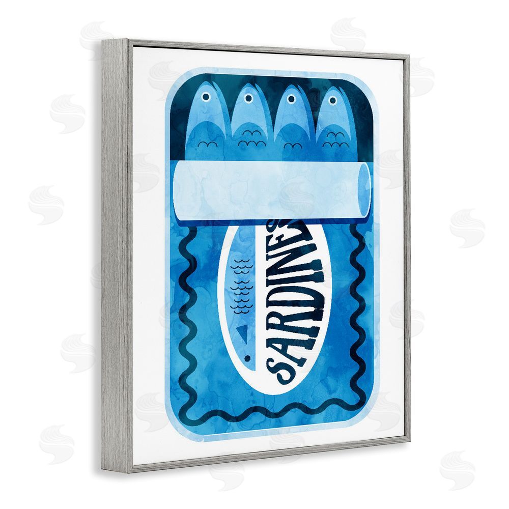 Daphne Polselli Retro Blue Sardine Tin Gray Framed Giclee Print Wall Art
