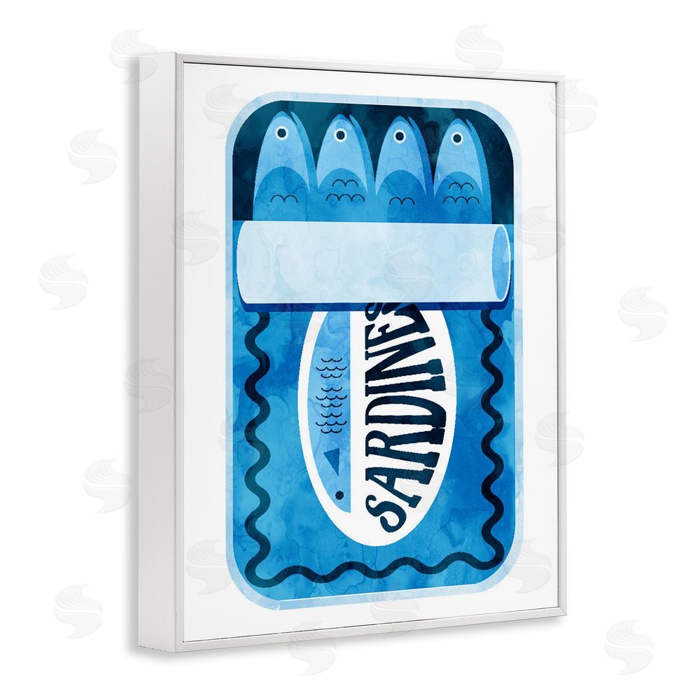 Daphne Polselli Retro Blue Sardine Tin White Framed Giclee Print Wall Art