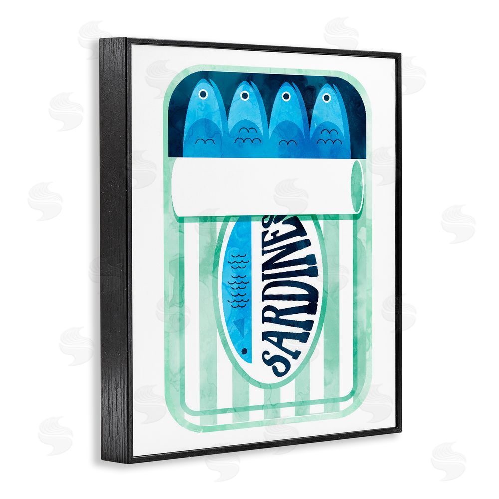 Daphne Polselli Green Stripe Sardine Tin Black Framed Giclee Print Wall Art