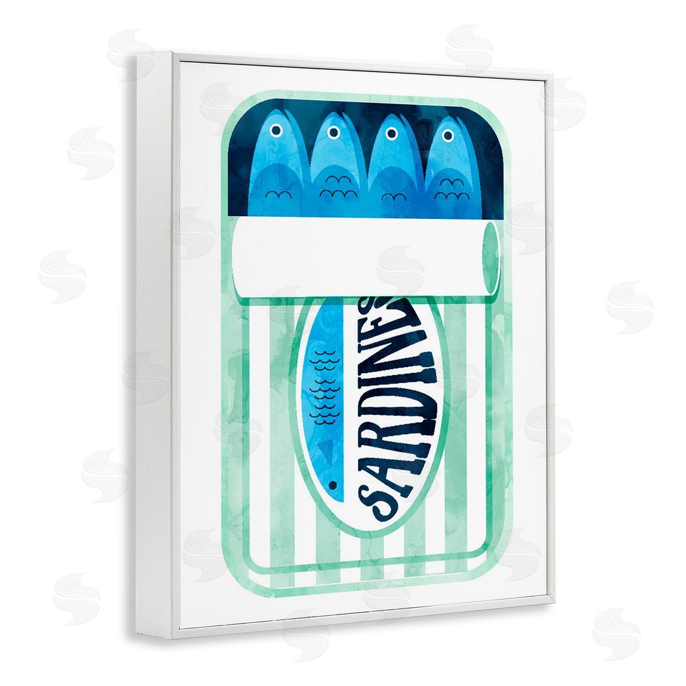 Daphne Polselli Green Stripe Sardine Tin White Framed Giclee Print Wall Art