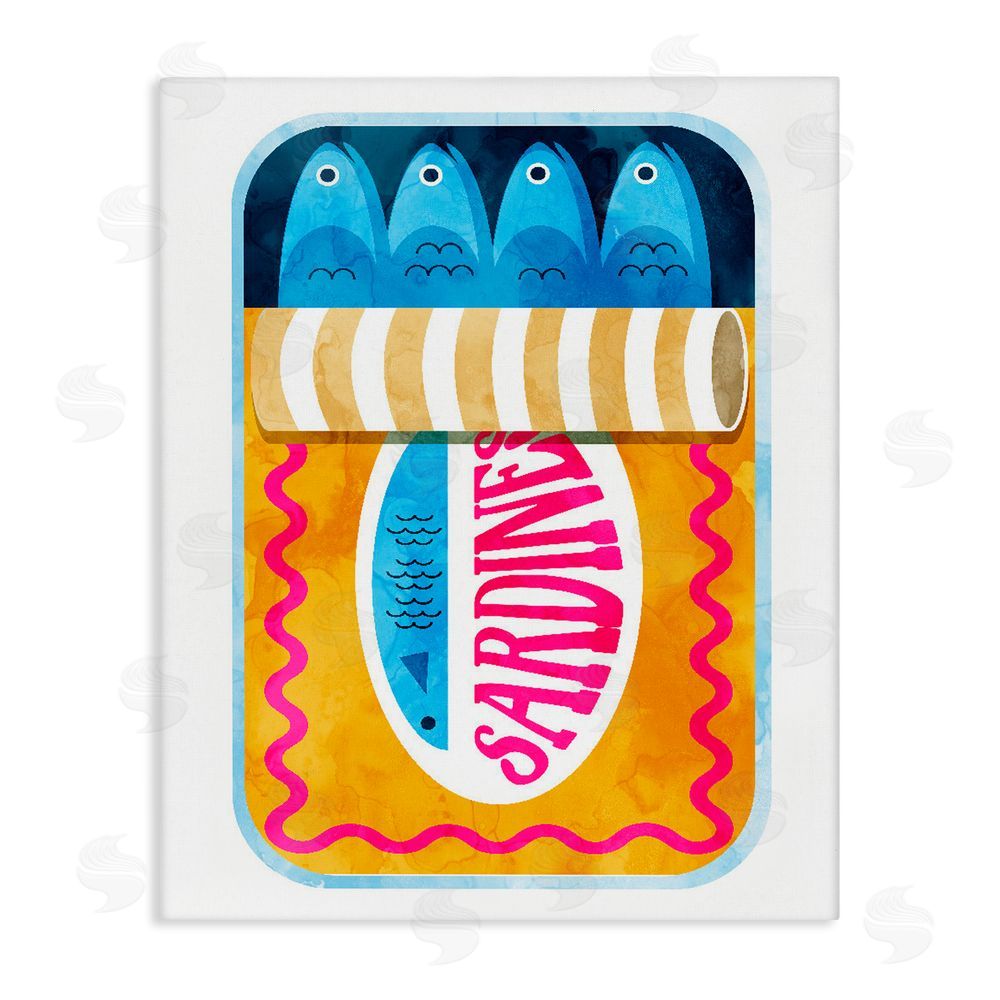 Daphne Polselli Yellow and Pink Sardine Tin Stretched Canvas Wall Art Print