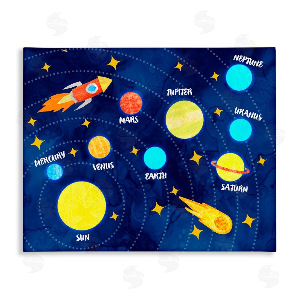 Daphne Polselli Rocket Across Solar System Stretched Canvas Wall Art Print