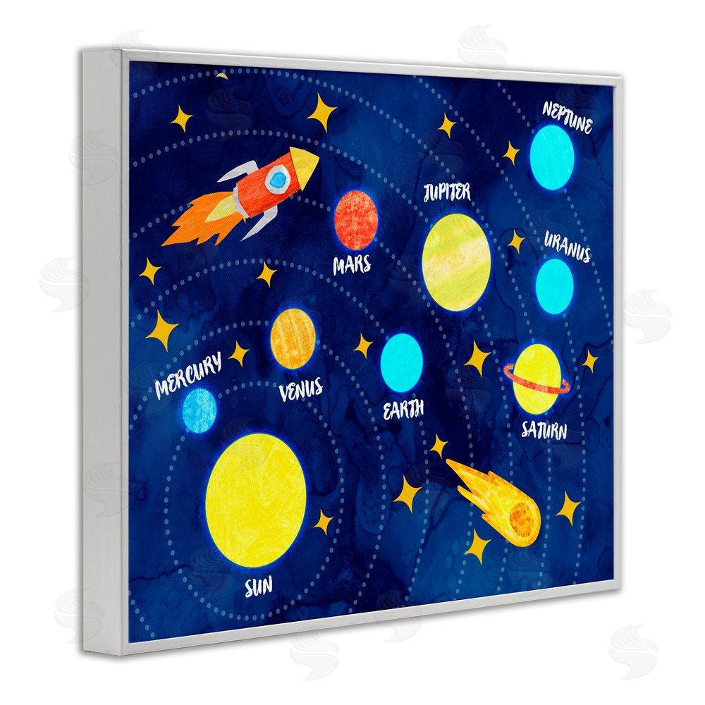 Daphne Polselli Rocket Across Solar System White Framed Giclee Print Wall Art