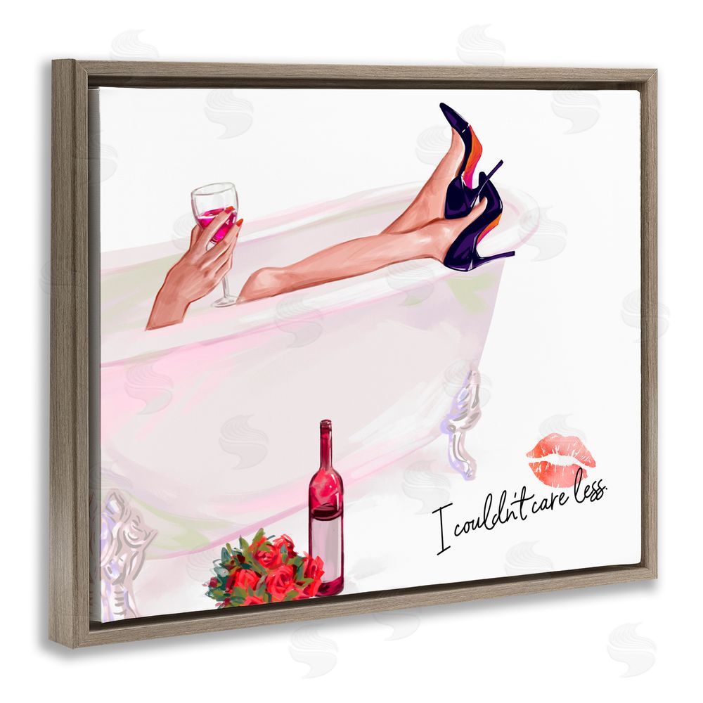 Ziwei Li Couldn't Care Less Tub Brown Floating Frame Canvas Wall Art Print
