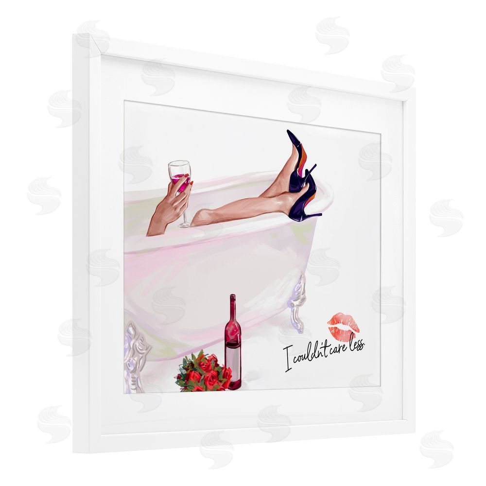 Ziwei Li Couldn't Care Less Tub White Framed Print Under Glass Wall Art