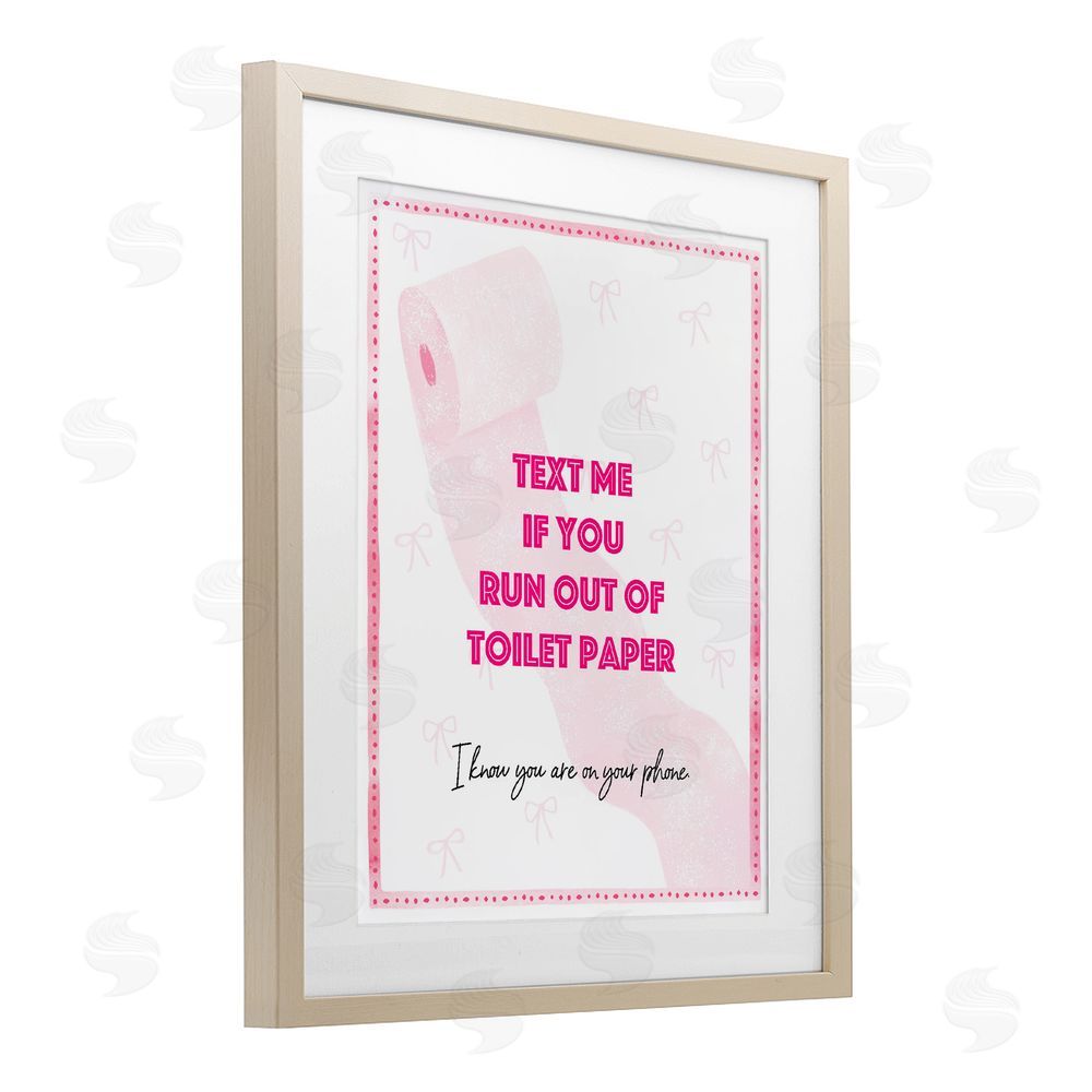 Ziwei Li Pink Text for Toilet Paper Brown Framed Print Under Glass Wall Art