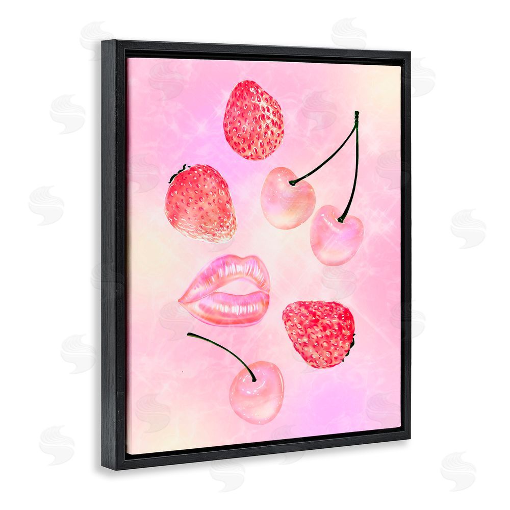 Ziwei Li Pink Fruits and Kisses Black Floating Frame Canvas Wall Art Print