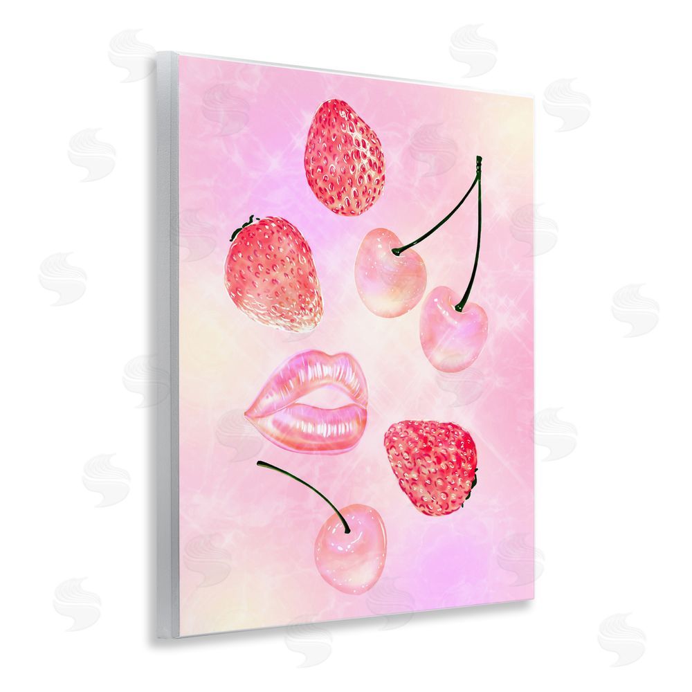 Ziwei Li Pink Fruits and Kisses Wooden Wall Plaque Art Print
